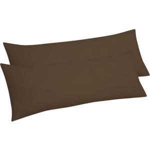 ROYALE LINENS Body Pillow Cover - Double Brushed 1800 Microfiber - 20"x54" with Hidden Zipper Closure - Wrinkle & Fade Resistant - Super Soft Body Pillowcase 2 Pack (Chocolate, Pack of 2)