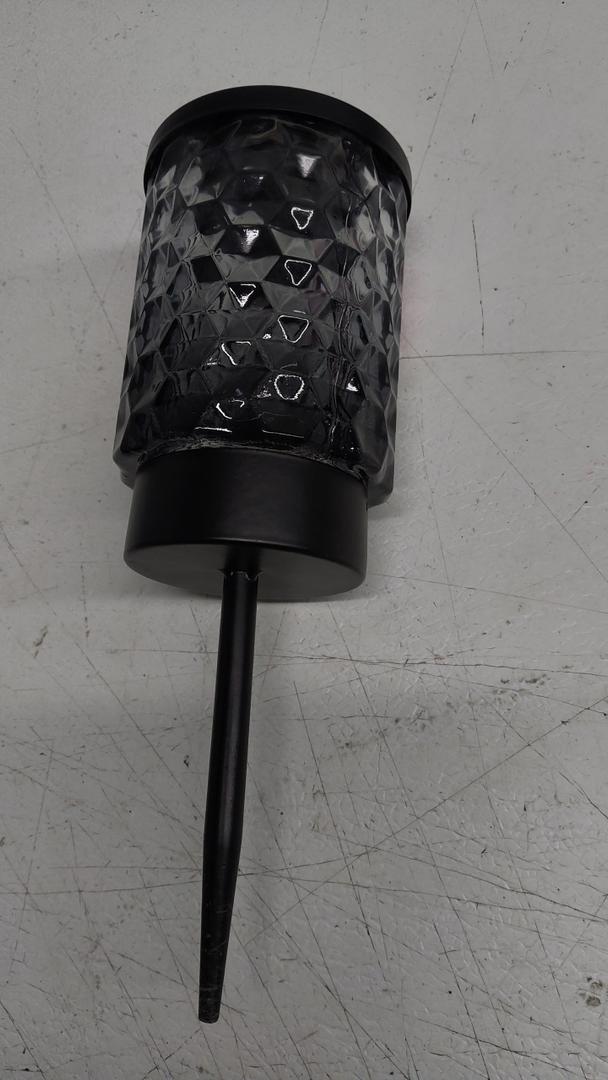 Solar Powered LED Black Path Light with Smoked Hammered Lens