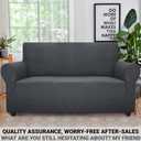ZNSAYOTX Super Stretch Couch Cover Love Seat Sofa Covers for Living Room Dogs Pet Friendly Furniture Protector Spandex Loveseat Slipcovers with Anti Slip Foam Sticks (Dark Grey, Loveseat)