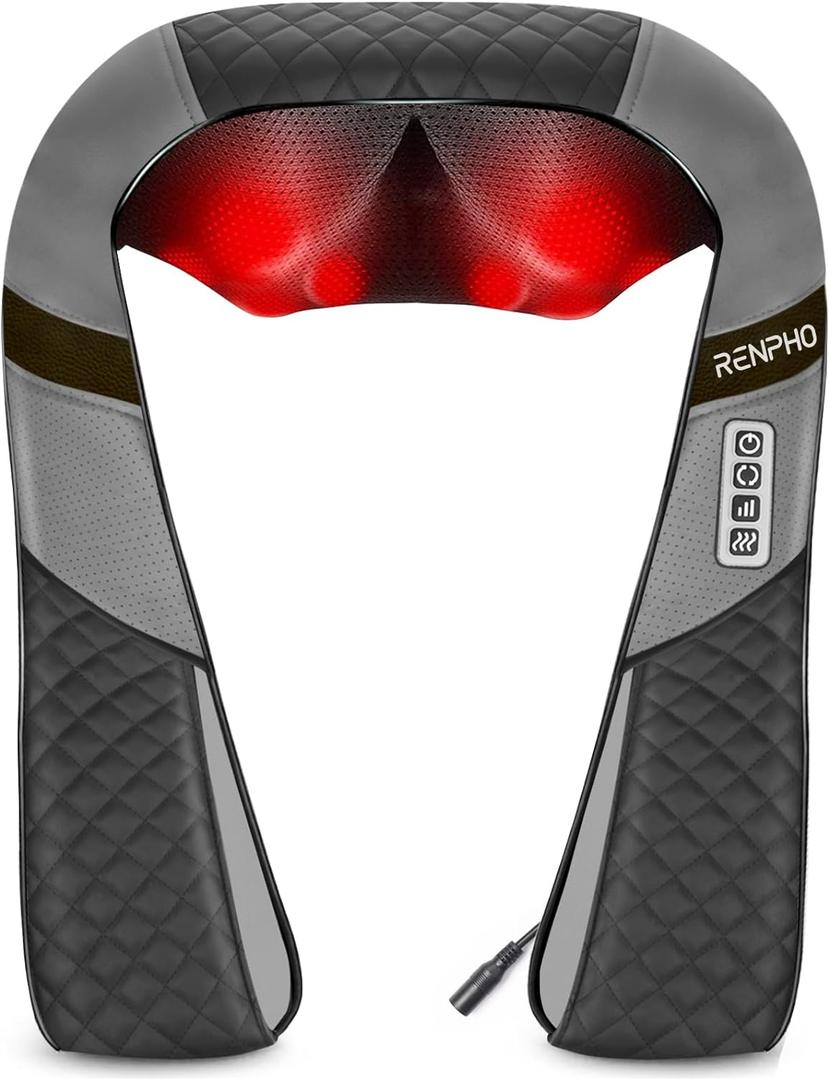 RENPHO Neck and Shoulder Massager with Heat [2025 Upgraded], Shiatsu Cervical and Back Massager, 3D Rotation, Electric Deep Tissue Massage, True Relaxation for Neck and Shoulders, Mothers Day Gifts (Grey)