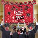 Graduation Decorations Class of 2025,Red Themed 2025 Graduation Decorations Set-Congrats Grad Banner,Class of 2025 Backdrop,Hanging Swirl Streamers and Balloons Kit Supplies Celebrations