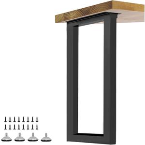 40" Metal Desk Legs Bar Table Legs, Heavy Duty Furniture Feets with Adjustable Protector Feet for Coffee & Dining Table, Black, Set of 2, 40" U Shape