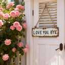 Love You Bye Vintage Metal Wall Sign, 16×4 Inch Aluminum Rustic Wall Plaque, Retro Greenery Style Farmhouse Wall Art, Hanging Decor for Hallway Door Kitchen Bar Bedroom Office, Housewarming Gift (2pcs)