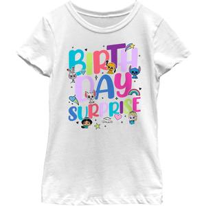 Disney Doorables Birthday Surprise Girls Short Sleeve Tee Shirt (Large, White)