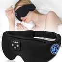 Sleep Mask Bluetooth 5.4 Headphones, Sleep Headphones for Side Sleepers with Ultra-Thin Speakers, Long-Lasting Time Battery & Adjustable Strap for Unisex, Cool Tech Gadgets Unique Gift for Christmas (Black&black)