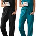 Ekouaer 2 Packs Pajamas for Women Set Cap Sleeve Top and Pants Soft Sleepwear Comfy Pjs Set with Pockets Lounge Set, XXL