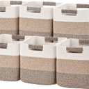 11 Inch Storage Cubes, 6 Pack Cube Storage Bins for Organizing, Cotton Rope Woven Baskets for Shelves, Bathroom, Kids Room, Closets, Baby Nursery