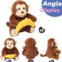 Hopearl Peek A Boo Monkey with Banana Interactive Repeats What You Say Plush Toy Musical Singing Talking Stuffed Animal Adorable Electric Animate Birthday Festival, Brown, 11''