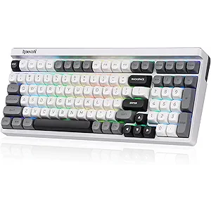 Redragon K656 PRO 3-Mode Wireless RGB Gaming Keyboard, 100 Keys Mechanical Keyboard w/Hot-Swappable Socket, 3 Noise Dampening Layers, PBT Round Keycaps & Custom Linear Switch, Moondust Gray