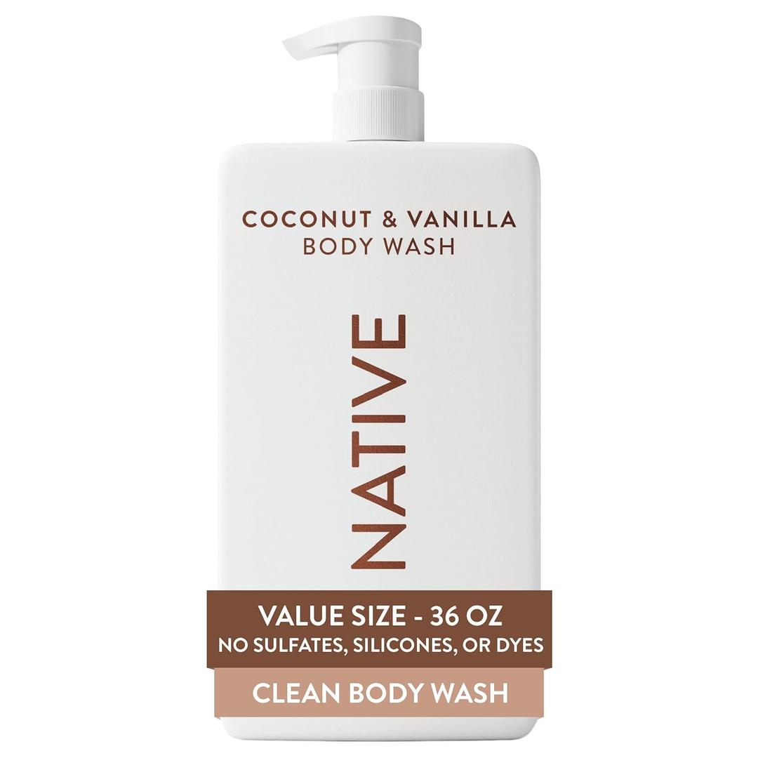 Native Body Wash for Women & Men, Coconut & Vanilla, 36 oz Pump Bottle, Sulfate-Free & Gentle (36 Fl Oz (Pack of 1))