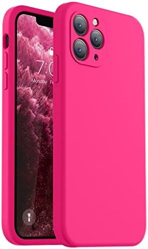 Vooii Compatible with iPhone 11 Pro Case, Upgraded Liquid Silicone with [Flat Edges] [Camera Protection] [Soft Anti-Scratch Microfiber Lining] Phone Case for iPhone 11 Pro 5.8 inch - Hot Pink