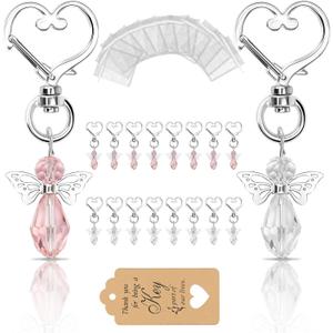 Dreamtop 30 Sets Angel Keychains Favor Angel Charms Angel Wing Pendant with Thank You Tags Drawstring Organza Bag Guest Return Gifts for Wedding Baby Shower Baptism Favors for Girls (Pink+White) Dreamtop 30 Sets Angel Keychains Favor Angel Charms Angel Wing Pendant with Thank You Tags Drawstring Organza Bag Guest Return Gifts for Wedding Baby Shower Baptism Favors for Girls (Pink+White)