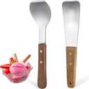 Patelai 2 Pcs Ice Cream Scoop Stainless Steel Ice Cream Shovel with Wooden Handle Dessert Spade Butter Cutter Flat Metal Spade for Dining Kitchen Utensil Home Commercial