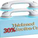 2 Pack 16.12 Grab Bars for Bathtubs and Showers, Shower Handles for Elderly Suction Cup Grab Bars for Shower Wall Heavy Duty, Safety Grab Bar for Seniors Suction Bathroom, No Drilling (Gray)