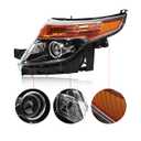 2 x AutoZest Black Halogen Headlight Pair Assembly Compatible With 2011-2015 Ford Explorer Projector Driver and Passenger Side Chrome Housing with Amber Reflector Fits models with Halogen Headlights Only