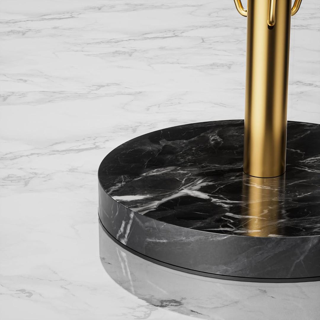YIGII Heavy Marble Base Paper Towel Holder Countertop - Standing Paper Towel Roll Holder with Black Weighted Base, Gold Papertowel Holder for Kitchen