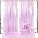 10ft x 10ft Light Purple Backdrop Curtains for Parties, Fabric Satin Background Curtain with Rod Pockets for Weddings, Birthday, Baby Shower, Photography, Graduation Party Backdrop Drapes, 2 Panels