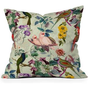 Society6 Throw Pillows with Pillow Insert - Home Decor by Burcu Korkmazyurek - Decorative Accent Pillows for Couch or Bed, 20 x 20, Floral and Birds VIII