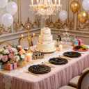 COLOSUS 60pcs Black and Gold Plastic Plates Set, Gold Black Party Plates, 30pcs Dinner Plates and 30pcs Salad/Dessert Plates for Wedding, Party, Anniversary, Daily Use