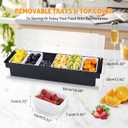 WICHEMI Fruit, Veggie & Condiment Caddy with Lid Dispenser Tray Plastic Garnish Station for Bartending & Serving Taco, Ice Cream, Salad Bar - Topping Organizer for Restaurant Supplies (6 Compartment)