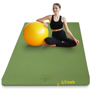 Hatha Yoga Large TPE Yoga Mat 6'x4'x1/2" Extra Thick Non-Slip Exercise Mat - for Yoga Pilates & Home Gym Workouts