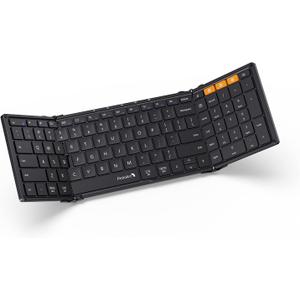 ProtoArc Foldable Bluetooth Keyboard, XK01 Folding Wireless Portable Keyboard with Numeric Keypad, Full-Size Travel Keyboards for iPad Tablet Smartphone Laptop PC Windows iOS Android, Black