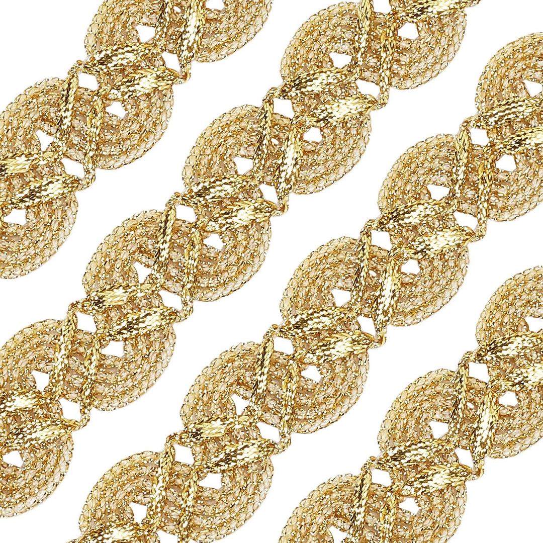 CRASPIRE 20 Yard 3/8 inch Gimp Braid Trim Polyester Gold Metallic Edge Woven S Wave Lace Ribbon Fabric Upholstery Hand DIY Crafts for Gift Cable Ties Sewing Curtain Slipcover Costume Accessories