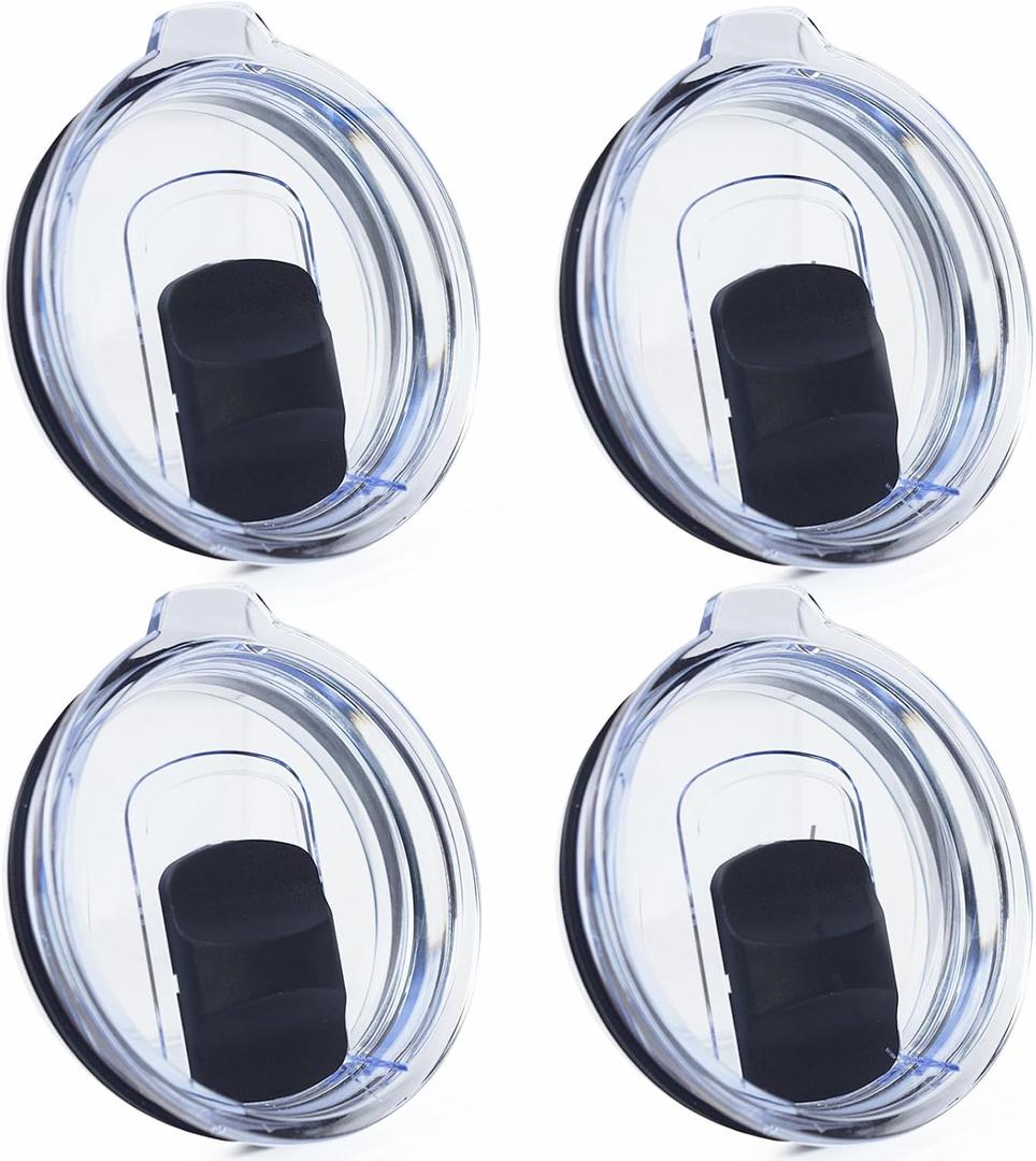 4 Pack 30 oz Tumbler Lid, Magnetic Slider Replacement Lids for YETI 30/32 oz, 14 oz Mug and 35/42 oz Straw Mug, Ozark Trail Old Style Tumbler, Travel Spill-Proof Cup Lids Covers, BPA Free