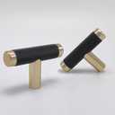 Ntresbonne 10 Pack 2 Inch Barrel Cupboard Aluminum Handles Drawer Cabinet Handles T Knob (Gold and Black)