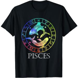 Zodiac Sign Pisces T-Shirt, 4XL
