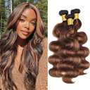 BilltiiWW Highlight 1BP430 Body Wave Bundles Ombre Body Wave Bundles Brown and Light Brown two tone Brazilian Soft and Silky for Black Women 12 14 16 Inch