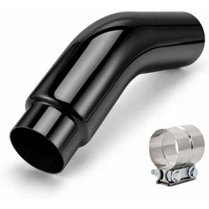 Universal 5 to 6 Inch Exhaust Elbow with Clamp - Black Powder Coated Diesel Exhaust Tip, 5" Inlet 6" Outlet, Fits Pickup Trucks, Cars & Diesel
