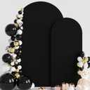 Wedding Arch Backdrop Cover 7.2FT, 6FT Spandex Fitted Wedding Arch Stand Covers 2 Set Round Top Chiara Backdrop Stands Cover for Birthday Party Ceremony Banquet Decoration Black