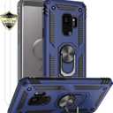 Androgate for Samsung Galaxy S9 Case with HD Screen Protectors, Military-Grade Metal Ring Holder Kickstand 15ft Drop Tested Shockproof Cover Case for Samsung Galaxy S9 (2018), Blue