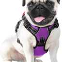PHOEPET No Pull Dog Harness Medium Reflective Front Clip Vest with Handle,Adjustable 2 Metal Rings 3 Buckles,[Easy to Put on & Take Off](M, Purple)