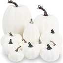 LOMIMOS 12pcs Halloween White Decorative Pumpkins,Assorted Size Artificial Pumpkins for DIY Fall Harvest Thanksgiving Home Decorating Embellishing and Displaying