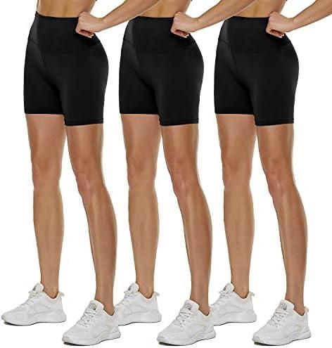 2Pack High Waisted Biker Shorts for Women – 3"/ 5"/ 8" Black Workout Yoga Compression Novelty Shorts for Running Size S/M, Black 