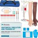 Alcedo Phlebotomy Practice Kit, Complete Venipuncture and Injection IV Practice Essentials, Realistic Training Arms with Stand (Light and Dark Arm) for Medical Students & Educational Use Only