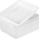 6 Pack Classroom Turn in Bins, 14.37 x 10.62 x 2.36 Inches White Plastic Paper Trays for Classroom Organization, Large Letter Size Flat Storage Bins for School & Office