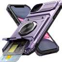 Vofolen for iPhone 11 Wallet Case with Card Holder [Store 2 Cards] + 360 Rotated Ring Stand Kickstand Dual Layer Heavy Duty Shockproof Wallet Phone Case for iPhone 11 for Women Men, 6.1 Inch Purple