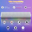 SOULION Computer Speakers, USB-Powered Bluetooth PC Soundbar with Dynamic RGB LED Lights, Surround Sound for Desktop, Laptop, Office, Work, Music & Gaming White (USB-C to USB Adapter Included)