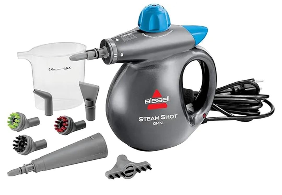 BISSELL Steam Shot Omni Pressurized Handheld Multi-Surface Natural Portable Steam Cleaner with 7 tools for tile, grout, windows, bathrooms, kitchen, auto