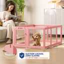 Clear Acrylic Dog Playpen Indoor Pet Pen, 24" H, Pink, 10 Panels
