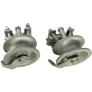 Pair of Chain Link Sliding Gate Rollers for 1-5/8" Pipe Track with Double U-Bolt and Safety Catch-by Sourdough Gate Hardware