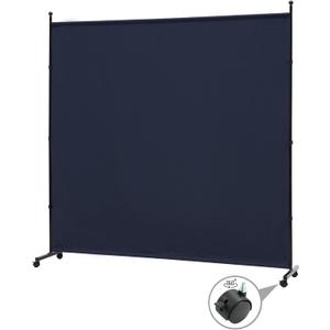 6FT Single Panel Room Divider with Wheels,Rolling Fabric Room Dividers for Partition Privacy Screens,Freestanding Wall Divider for Home Office,Restaurant,Hospital(Blue)