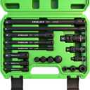 18-piece Impact Socket Extension Set Tools, Swivel Universal Joint, Deep 1/4", 3/8", 1/2" Drive Socket Adapter, Extension Bar, 3 Ratchet Coupler, CR-V Steel Alloy Corrosion-Resistant Mechanic Tools