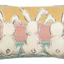 AVOIN colorlife Watercolor Stripes Bunny Easter Throw Pillow Cover, 12 x 20 Inch Rabbit Holiday Cushion Case Decoration for Sofa Couch