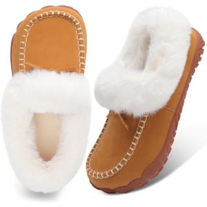 BARERUN Womens Moccasin Snow Boots Warm Winter Boots Ankle Boots for Women Outdoor Fur Lined Womens Shoes Slippers