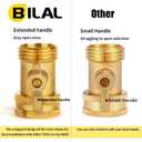2 Pack Garden Hose Shut Off Valve - Extended Handle - 3/4" Heavy Duty Solid Brass Hose Connector Water Shut Off Valve Hose Shutoff Valve with 4 Pcs Hose Washers