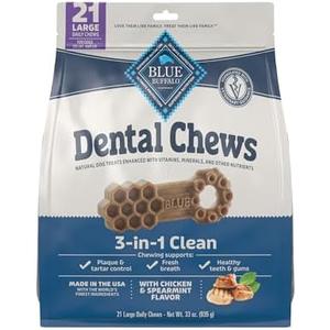 Blue Buffalo Dental Chews Large Natural Dog Treats, Chicken & Spearmint 33-oz Bag (21 Count)